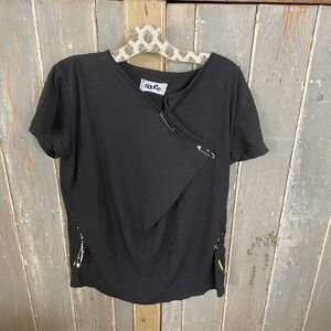 Sauce Black Women's Top with Zipper Detail
